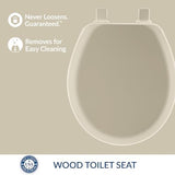 Mayfair 841EC 006 Cameron Toilet Seat Will Never Loosen and Easily Remove Durable Enameled Wood, Round, Bone