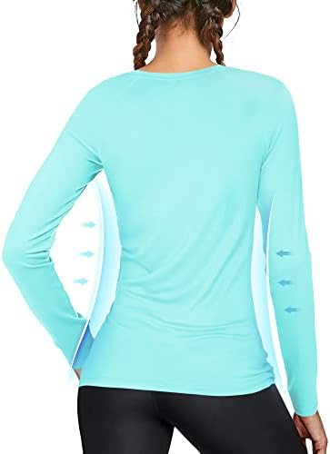 isnowood Women's Sun Protection Long Sleeve Shirts, UPF 50+ UV Rash Guard Swim Shirt, Workout Hiking Running Athletic Tops