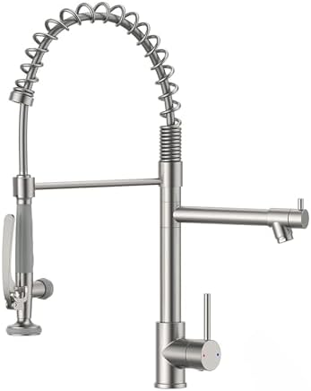 Fapully Commercial Pull Down Kitchen Sink Faucet with Sprayer Brushed Nickel