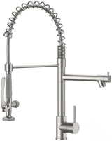 Fapully Commercial Pull Down Kitchen Sink Faucet with Sprayer Brushed Nickel