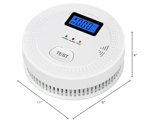 Interlinked Smoke Detector and Carbon Monoxide Detector Combo with LED Indicators, 2 in 1 CO & Smoke Alarm, Battery Operated Wireless Interconnected Smoke and Carbon Monoxide Detectors 3-Pack