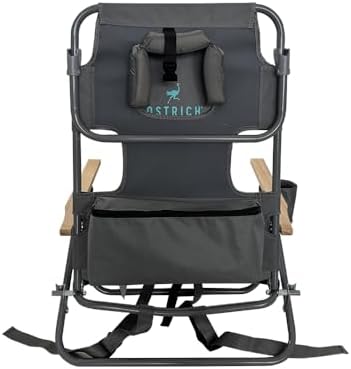 Ostrich Tommy "O" Midsize Face Down Backpack Beach Chair with Face Hole Portable Lounge Chair with Cup Holder Face Opening Lay Flat Tanning Chair with Armrests Face Down Reading, Gray
