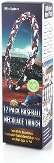12 Pack Baseball Necklace 18inch, Team Gift for Baseball Funs, Three Braided Titanium Tornado Rope Design, with Muti - Color for Pick