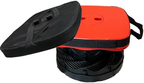 Portable Collapsible Stool Set - Heavy Duty Square Collapsible Stool + Thick Seat Cushion - 550lbs Load Capacity for Camping Travel Picnic Gardening (Red/Black)