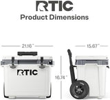 RTIC 22 QT Ultra-Light Wheeled Cooler with Handle, Hard Insulated Portable Ice Chest Box for Beach, Drink, Beverage, Camping, Picnic, Fishing, Boat, Barbecue