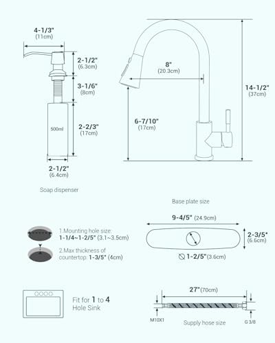 APPASO Touchless Kitchen Faucet, Motion Sensor Kitchen Sink Faucet with Pull Down ABS Sprayer 3 Modes, Activated Hands Free Faucets for Kitchen Sink with Soap Dispenser Stainless Steel, Brushed Nickel