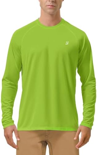 Roadbox Mens UPF 50+ UV Sun Protection Shirts Outdoor Long Sleeve SPF Rash Guard for Fishing Hiking Swimming Running