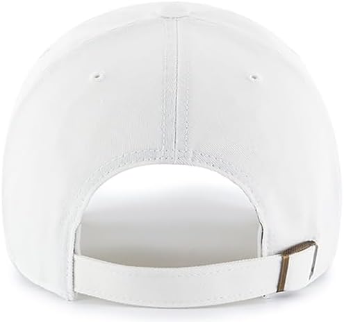 47 Brand MLB White White Primary Logo Clean Up Adjustable Baseball Cap Hat, Adult One Size Fits All