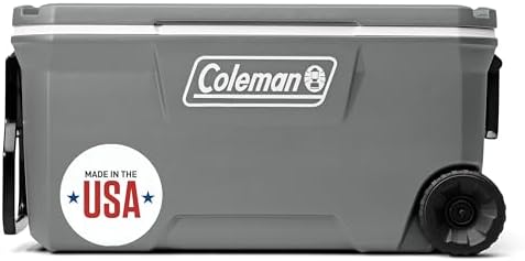 Coleman Classic Series Insulated Portable Wheeled Cooler, Leak-Resistant Outdoor Hard Cooler Keeps Ice up to 5 Days, 100-Quart
