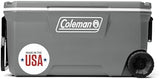 Coleman Classic Series Insulated Portable Wheeled Cooler, Leak-Resistant Outdoor Hard Cooler Keeps Ice up to 5 Days, 100-Quart
