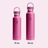 Hydro Flask Stainless Steel Standard Mouth Water Bottle with Flex Cap and Double-Wall Vacuum Insulation