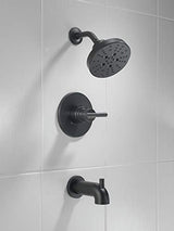 Delta Faucet Nicoli 14 Series Single-Handle Tub and Shower Trim Kit, Shower Faucet with 5-Spray H2Okinetic Shower Head, Matte Black 144749-BL (Shower Valve Included)
