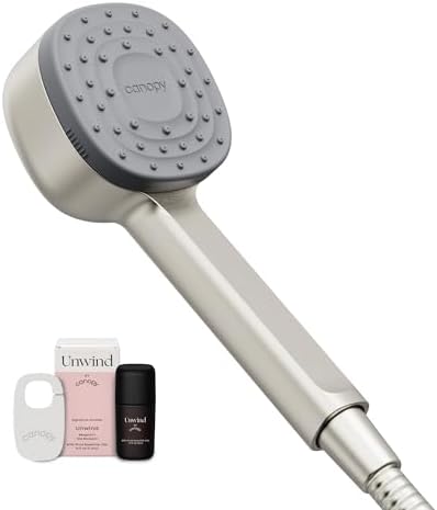 Canopy Handheld Filtered Shower Head & Scalp Massager - High Pressure Shower Head Filter for Hard Water - Shower Filter To Reduce Impurities for Healthier Scalp, Skin & Hair - Hair Growth - Nickel