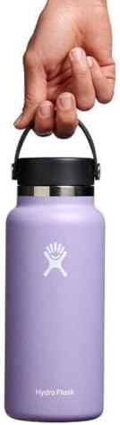 Hydro Flask Wide Mouth vacuum insulated stainless steel water bottle with leakproof closeable lid for cold water drinks, sports, travel, car and school
