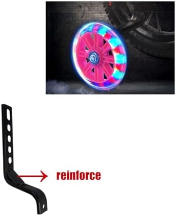 training wheels flash mute wheel bicycle stabiliser mounted Kit compatible for bikes of 12 14 16 18 20 Inch， 1 Pair