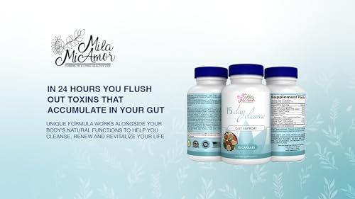 Milamiamor 15 Day Cleanse - Gut and Colon Support | Advanced Gut Cleanse Detox with Senna, Cascara Sagrada & Psyllium Husk | Non-GMO | Made in USA | 30 Capsules