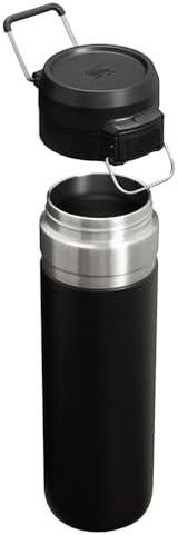 Stanley Quick Flip GO Water Bottle 24 oz | Push Button Lid | Leakproof and Packable for Travel and Sports | Insulated Stainless Steel | BPA-Free | Black 2.0