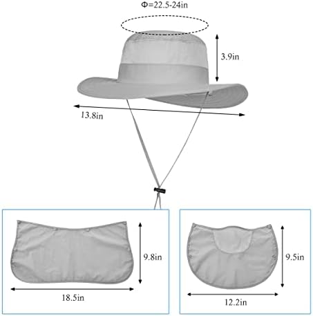 3 Pack Mens Outdoor Wide Brim Fishing Hat,UPF 50+ Sun Protection Cap with Face Neck Flap for Hiking & Garden