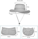 3 Pack Mens Outdoor Wide Brim Fishing Hat,UPF 50+ Sun Protection Cap with Face Neck Flap for Hiking & Garden