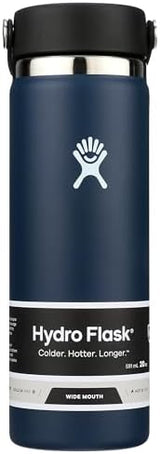 Hydro Flask Wide Mouth vacuum insulated stainless steel water bottle with leakproof closeable lid for cold water drinks, sports, travel, car and school