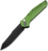 HUAAO 7.7” Assisted Opening Push Button Pocket Knife, Folding Knife with Reversible Pocket Clip, 3.14” D2 Blade and Green Aluminum Alloy Handles, Outdoor Survival Knife EDC Hunting Tool