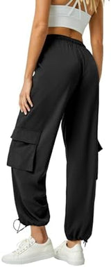 Women's Cargo Pants Water Resistant Lightweight Drawstring Hiking Joggers Base Jump Parachute Pants