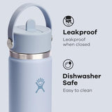 HYDRO FLASK Wide Mouth vacuum insulated stainless steel water bottle with leakproof closeable straw lid for cold water drinks, sports, travel, car and school