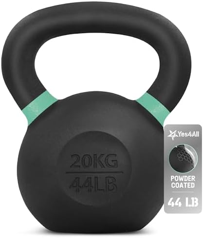 Yes4All Powder Coated Cast Iron Kettlebell Strength Training Kettlebells Weight Set for Full Body Workout, Home Gym