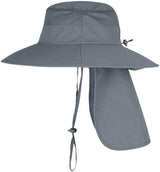 Sun Hats for Men Women Fishing Hat UPF 50+ Breathable Wide Brim Bucket Hats Summer UV Protection Safari Hat with Neck Flap