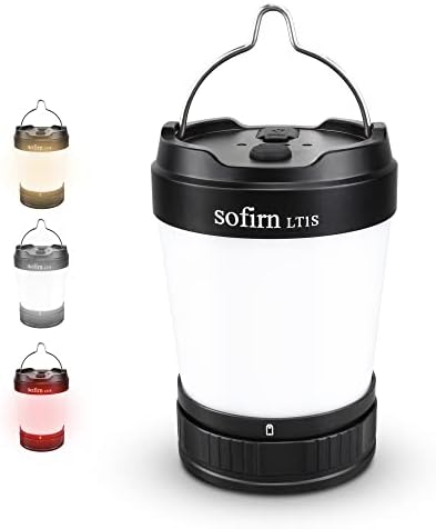 Sofirn LT1S LED Camping Lantern, Rechargeable Lantern with Dimmable 2700K - 6500K Light, red Light, 500 Hours Battery Life for Power Outages, Hiking, Camping, Emergency