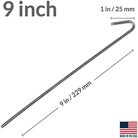 Pinnacle Mercantile 120 Pack Tent Stakes Metal Garden Edging Fence Hooks Pegs Christmas Decoration Stakes Made USA 9 inches Long