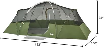 Slumberjack Aspen Grove 8 Person Hybrid Dome Family Camping Tent with 2 Rooms, Room Divider, Separate Entries, Full Fly, and Vestibule Storage