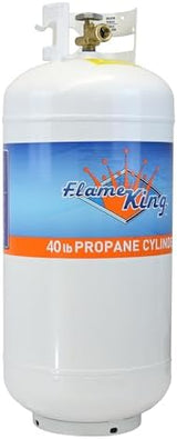 Flame King YSN401a 40 Pound Steel Propane Tank Cylinder with Overflow Protection Device Valve,White
