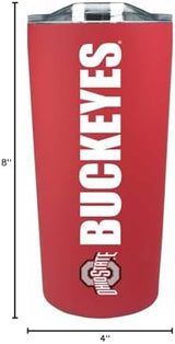 Campus Colors NCAA Stainless Steel Tumbler perfect for Gameday - 18 oz - Double Walled - Keeps Drinks Perfectly Insulated (Ohio State Buckeyes - Red)