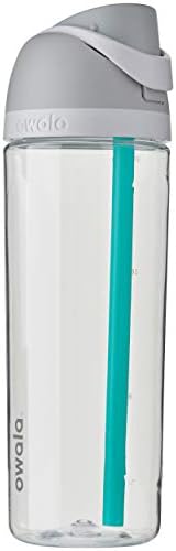 FreeSip Clear Tritan Plastic Water Bottle with Straw, BPA-Free Sports Water Bottle, Great for Travel, 25 Oz, Shy Marshmallow