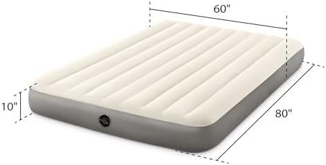 Intex 64103E Dura-Beam Standard Single-High Air Mattress: Fiber-Tech - Queen Size - 10in Bed Height - 600lb Weight Capacity - Pump Sold Separately