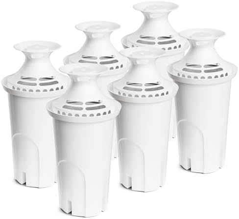 Water Filter Replacement Compatible with Brita Water Pitchers and Dispensers, by DESENRUIS for Classic 35557, OB03, Mavea 107007, Reduce Chlorine and Bad Taste, BPA free, Pack of 6