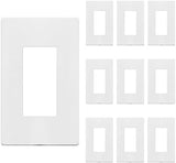 ENERLITES Screwless Decorator Wall Plate Child Safe Outlet Cover, Size 1-Gang 4.68" H x 2.93" L, Polycarbonate Thermoplastic, SI8831-W-10PCS, White (10 Pack)