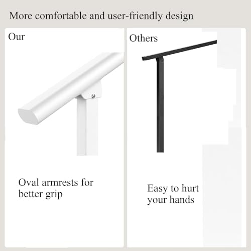 Handrails for Outdoor Steps,1-4 Step Stair Handrail & Indoor Stair Railing Kit，Black Railings for Outdoor Steps and Hand Rails for Seniors for Porch（4 Step）