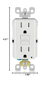 Leviton GFCI Outlet, 15 Amp, Self Test, Tamper-Resistant with LED Indicator Light, Protection from Electric Shock and Electrocution, GFTR1-W, White