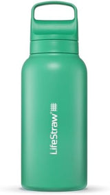 LifeStraw Go Series – Insulated Stainless Steel Water Filter Bottle for Travel and Everyday Use, Removes Bacteria, Parasites and Microplastics, Improves Taste, 1L Cactus Green