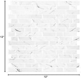 STICKGOO 10-Sheet White Marble Look Peel & Stick Backsplash, 12”X12” Stick on Wall Tiles for Kitchen Backspalsh (Thicker Design)