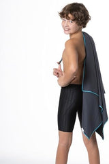 Flow Hydro Sport Towel - Microfiber Quick Dry Swimming Towels for Swim, Pool, Triathlon, and Other Water Sports in Medium, Large, Extra Large, and Hooded Sizes (Gray, Large (60" x 30"))