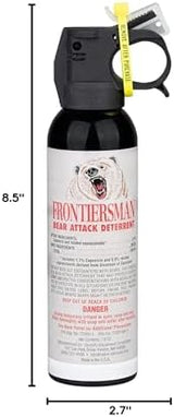SABRE Frontiersman 7.9 fl oz. Bear Spray, Maximum Strength 2.0% Major Capsaicinoids, Powerful 30 ft. Range Bear Deterrent, Outdoor Camping & Hiking Protection, Quick Draw Holster & Multipack Options