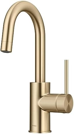 KRAUS Oletto Single Handle Kitchen Bar Faucet with QuickDock Top Mount Installation Assembly in Spot Free Antique Champagne Bronze, KPF-2600SFACB