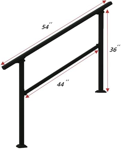 Handrails for Outdoor Steps,1-4 Step Stair Handrail & Indoor Stair Railing Kit，Black Railings for Outdoor Steps and Hand Rails for Seniors for Porch（4 Step）