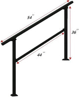 Handrails for Outdoor Steps,1-4 Step Stair Handrail & Indoor Stair Railing Kit，Black Railings for Outdoor Steps and Hand Rails for Seniors for Porch（4 Step）