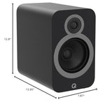 Q Acoustics 3030i Bookshelf Speakers Pair Graphite Gray - 2-Way Reflex Enclosure Type, 6.5" Bass Driver, 0.9" Tweeter - Stereo Speakers/Passive Speakers for Home Theater Sound System