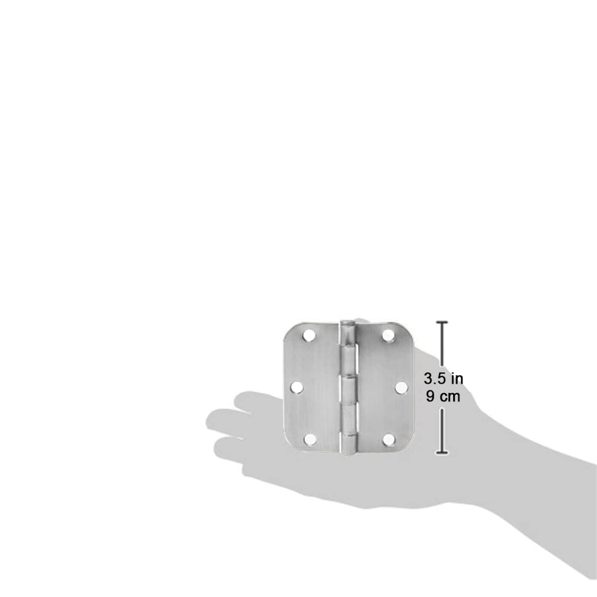 Amazon Basics Rounded Interior Door Hinges with Screws, 3.5" x 3.5", Satin Nickel, Curved Corners, 18-Pack