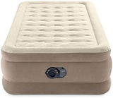 Intex Dura-Beam Deluxe Ultra Plush Air Mattress : Fiber-Tech – Built-in Electric Pump – 18in Bed Height – 300lb Weight Capacity – Twin Size